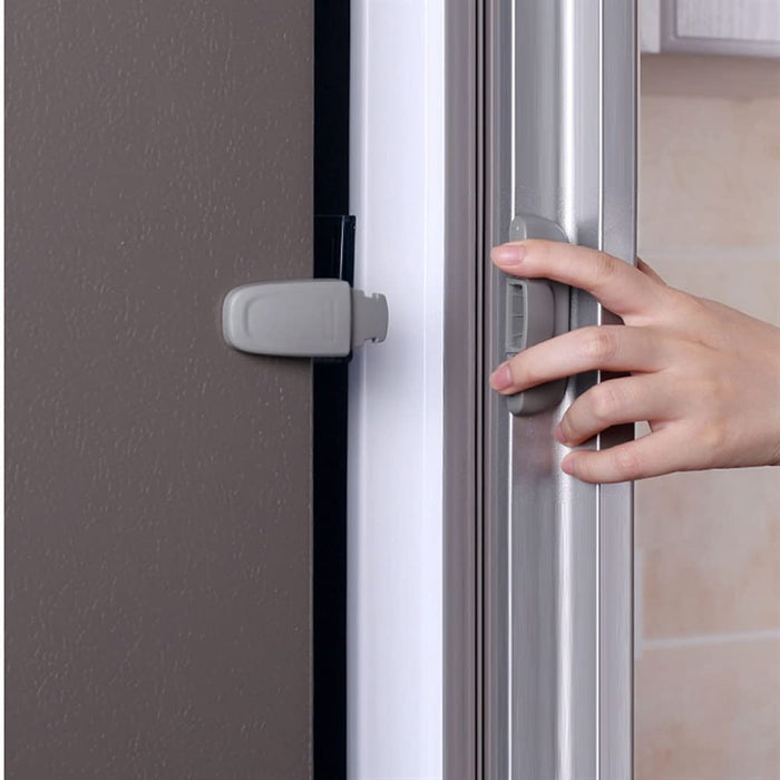 Zamek Do Drzwi Dziecko Bezpieczeństwo Drzwi Uchwyt Double Przycisk Lodówka Zablokuj uchwyt do drzwi do drzwi do drzwi AGD Zamek Do Drzwi Pokojowych (Color : Refrigerator lock gray 2 pack)