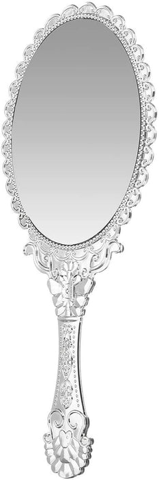 Bluelover Vintage Repousse owalny makijaż kwiatowy lustro ręczne lusterka srebrne kosmetyki