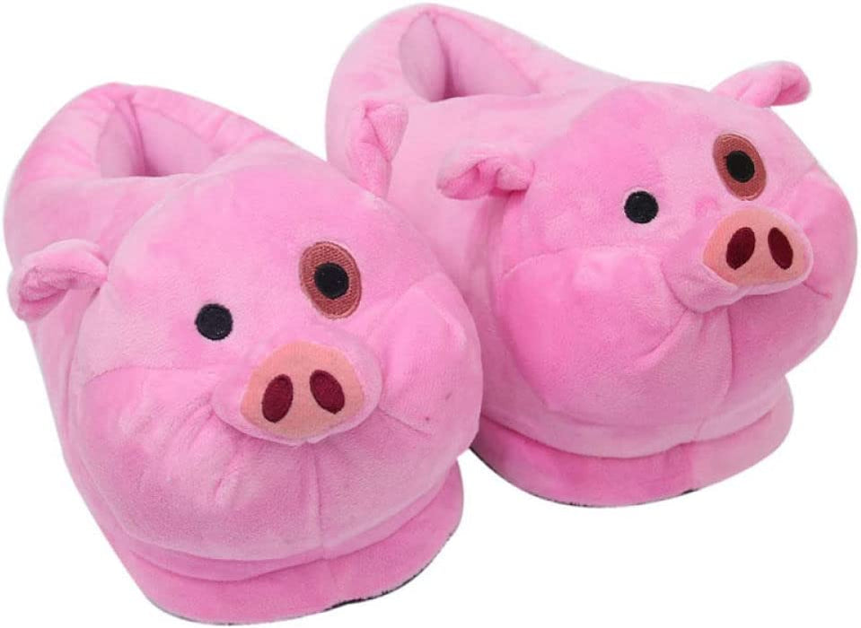 Zimowe Ciepłe Kapcie - Zimowa Para Kapcie Domowe Unisex Kryty Kreskówka Futrzane Ciepłe Bawełniane Buty Śliczna Różowa Świnia Pluszowe Slajdy Podłogowe Kobieta Mężczyźni Miękkie Antypoś