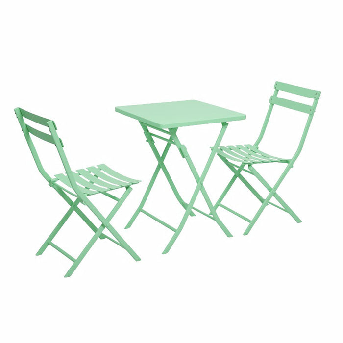 Składane stoły i krzesła na tarasie, przenośne składane stoły i krzesła, żelazna sztuka stabilne wsparcie, wielofunkcyjne zastosowanie, wygodne przechowywanie, odpowiednie do salonu / jadalni / tarasu.