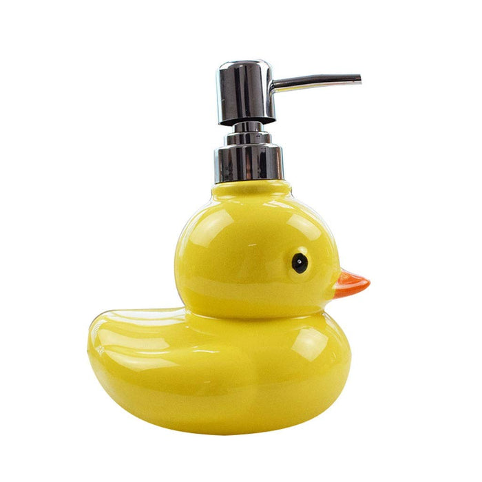 WXQING Yellow Duck Ceramic Soap Dozownik mydła, naciskając pompę mydła do łazienki kuchnia blacktop kwadratowy wytrzymały butelkę płynną odpowiednia dla dzieci AGD, Dozownik