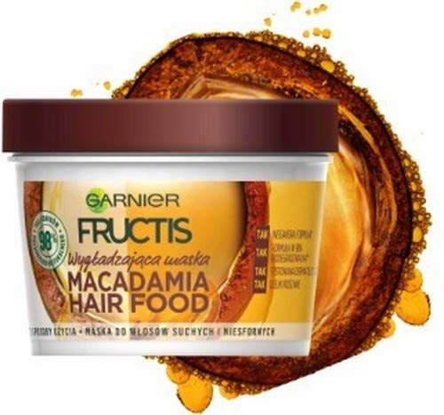 Garnier Fructis Macadamia Hair Food maska do włosów suchych i niezdyscyplinowanych, intensywnie nawilża i ogranicza puszenie,390 ml