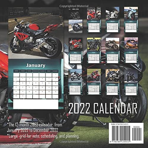 Super Bikes Calendar 2022: 12-month Calendar from Jan 2022 to Dec 2022 with size 8.5x8.5 inch for you, your family and friends