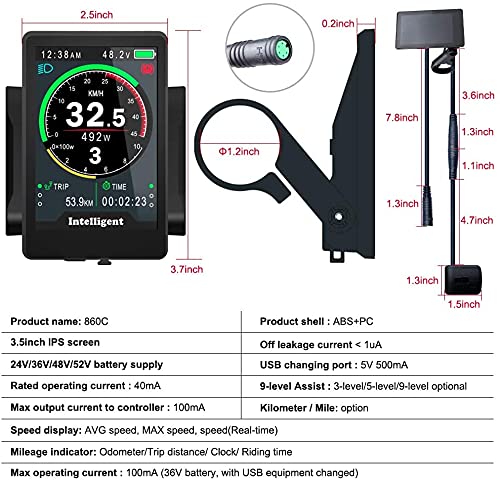 Forbestcy Ebike zamiennik jednostki sterującej wyświetlaczem LCD 500C P850C 860C 750C-ble DPC18 zapasowa 5-pinowa wtyczka żeńska do Bafang BBS01 BBS02 BBSHD zestaw silnika (protokół Com.UART)