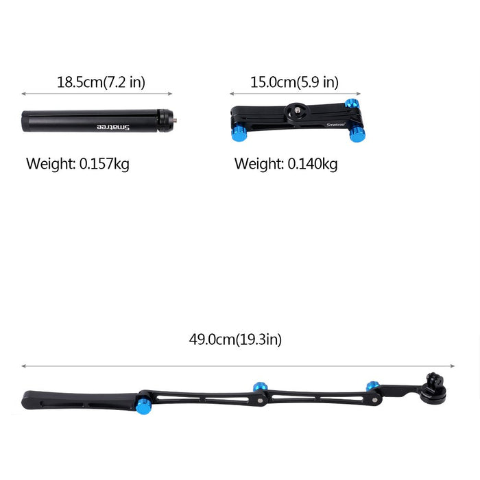 Smatree X1S aluminiowy składany maszt ze statywem do GoPro Hero Max, GoPro Fusion, GoPro Hero 2018, GoPro Hero 10/9/8/7/6/5/4/3/2/1, DJI Osmo Action i Logitech Webcam C925e C922x