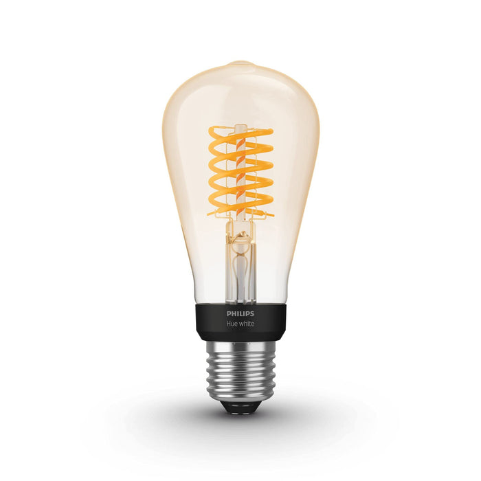 Philips Hue Filament White Ambiance Inteligentna żarówka LED E27 7W ST64, retro żarówka Edisona, ciepłe białe światło, możliwość przyciemniania