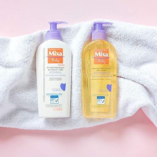 Mixa Baby hipoalergiczny, łagodzący olejek do mycia ciała i włosów z kwasami,certyfikat ECARF, odpowiedni dla niemowląt, dla skóry suchej i atopowej, 250 ml