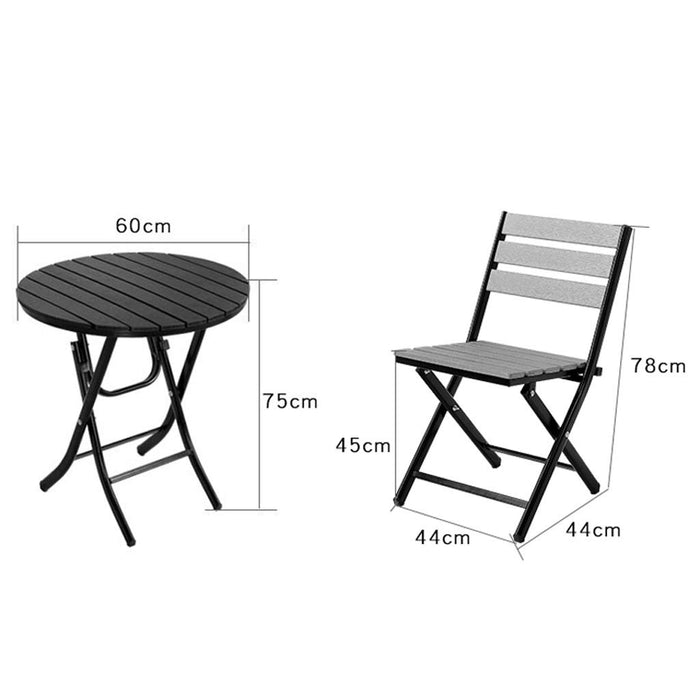 3-częściowy zestaw do jadalni, składany stół bistro, stół na taras i 2 krzesła, czarna rama z żelaza, stół zewnętrzny do stołu ogrodowego (kolor: biały)