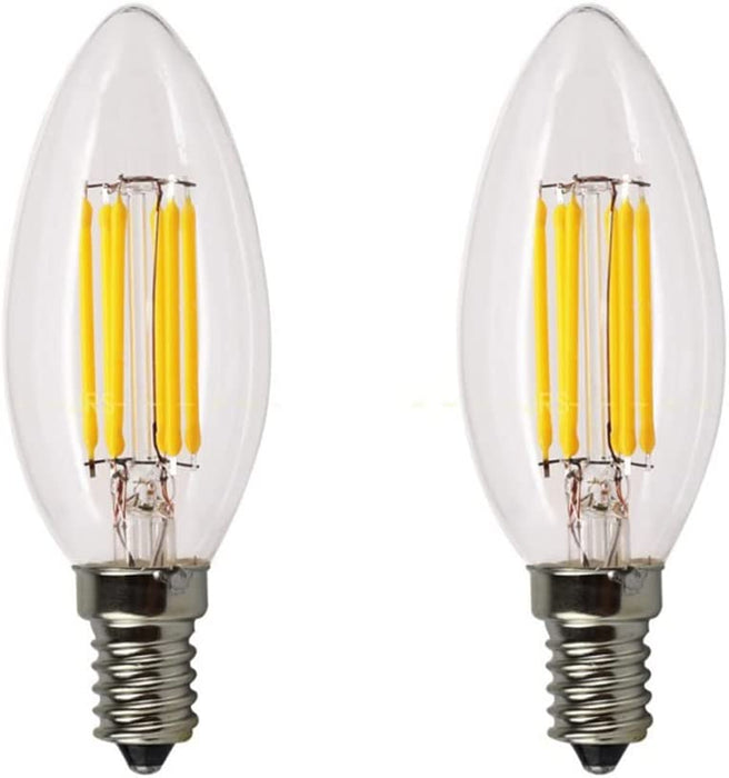 CENPEK 2 szt. Ściemniana żarówka LED E14 4W Żarówki w kształcie świecy C35 Ciepła biel 2700K Śruba Edisona Vintage żarówki Bezbarwne szkło Klasyczna lampa do dekoracji, 40W Wymiana żarówki halogenowej 240V