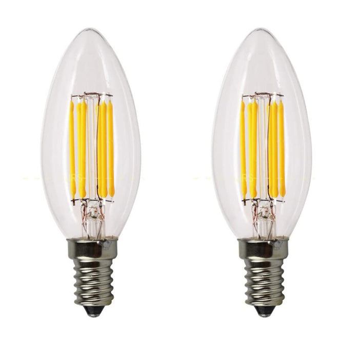 CENPEK 2 szt. Ściemniana żarówka LED E14 4W Żarówki w kształcie świecy C35 Ciepła biel 2700K Śruba Edisona Vintage żarówki Bezbarwne szkło Klasyczna lampa do dekoracji, 40W Wymiana żarówki halogenowej 240V