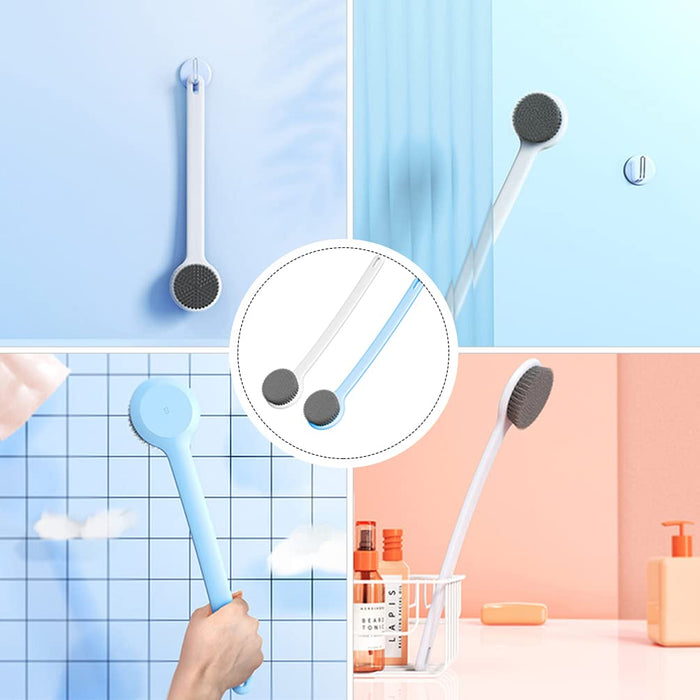 HEALLILY 2 Sztuk Długa Rączka Powrót Scrubber Wanna Szczotka Do Ciała Delikatne Złuszczanie Prysznic Szczotkowanie Narzędzia Mokro Lub Sucho Skóry