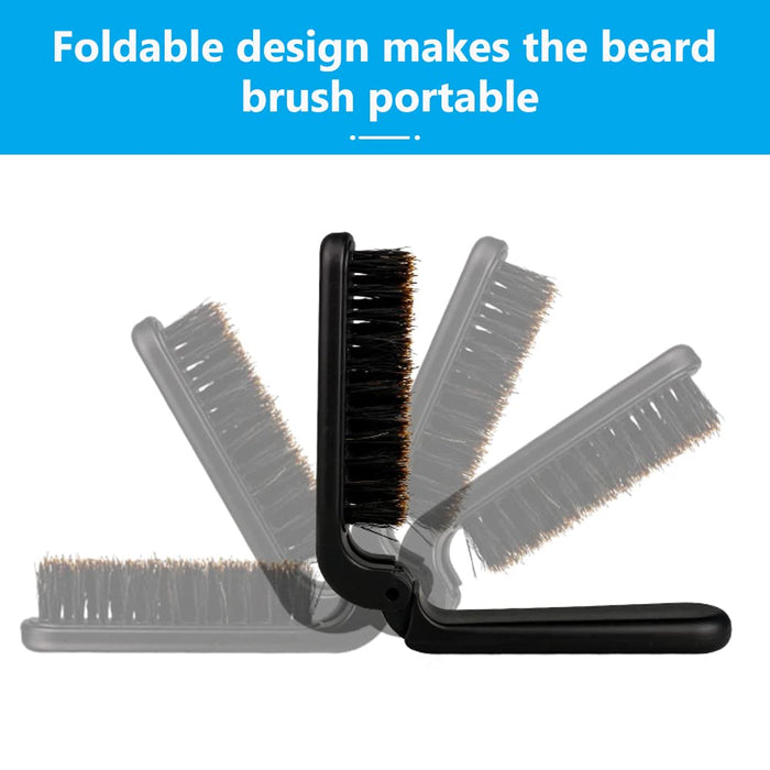 Szczotka do brody i grzebień, szczotka do brody z włosiem dzika dla mężczyzn składany zestaw szczotek do wąsów z grzebieniem do brody, 2 szt