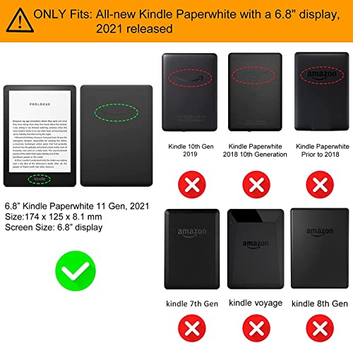 YYS Etui Kindle Paperwhite pasuje do 11. generacji 2021 z automatycznym budzeniem/uśpieniem, konstrukcja paska na rękę, magnetyczna ochronna wodoodporna osłona