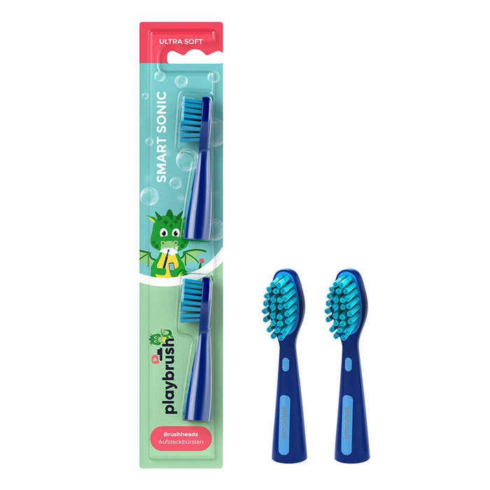 Playbrush Smart Sonic oryginalne końcówki do szczoteczek, 2 sztuki, miękkie, niebieskie