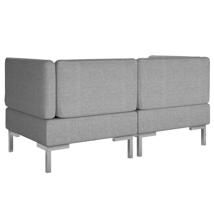 Irfora Modular sofa narożna modułowa sofa środkowa, rattan, sofa narożna, meble ogrodowe, kanapa narożna, 2 sztuki, z nakładkami, materiał jasnoszary