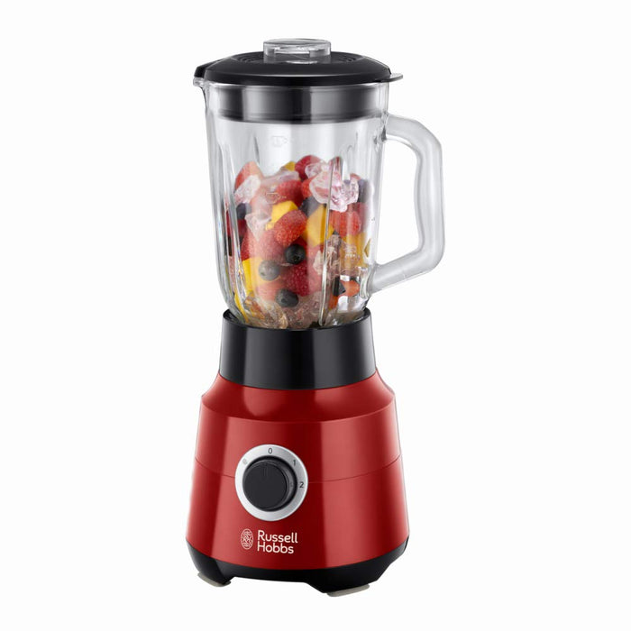 Russell Hobbs blender, blender kielichowy, skokowa regulacja obrotów, ostrza ze stali nierdzewnej, szklany kielich, 22 tyś. obrotów/min., pojemność 1,5l, moc 650W, czerwony, Desire 24720-56
