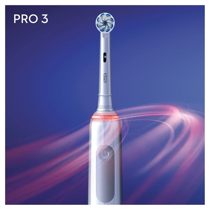 Oral-B PRO 3 3500 elektryczna szczoteczka do zębów, z 3 trybami czyszczenia i wizualną kontrolą docisku 360° do pielęgnacji zębów, etui podróżne, prezent dla niej / niego, biała