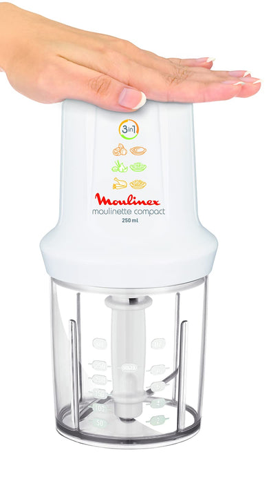 Moulinex DJ300110 Mini Chopper Elektro Moulinette Compact shaker z pokrywą biały 270 W