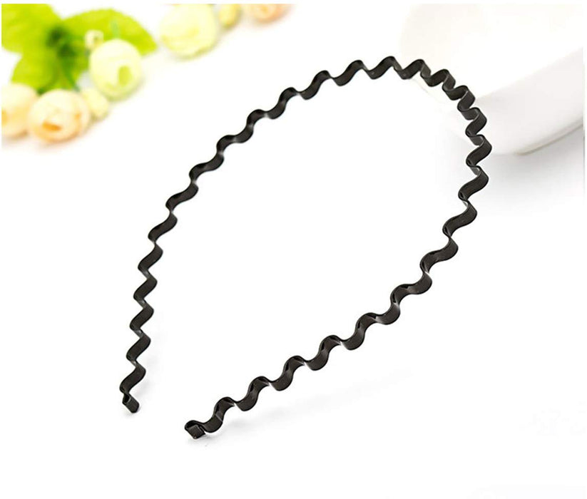 6 sztuk metalowych opasek na włosy czarny unisex metal czarne opaski do włosów fala metalowa opaska na czoło opaski na włosy wielokolorowe wiosna falista metalowa opaska na włosy opaska na włosy opaska do włosów dla mężczyzn (czarna 6)