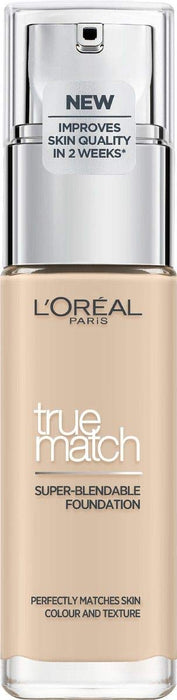 L'Oréal Paris True Match trwały podkład do twarzy w płynie, pielęgnujący z kwasem hialuronowym, SPF 17, 0.5 N Porcelain, 30 ml