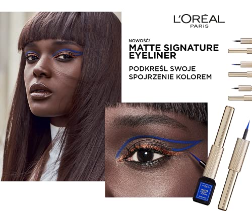 L'Oréal Paris Matte Signature Wodoodporny, trwały, matowy eyeliner w pędzelku z precyzyjną końcówką, 02 Blue, 3 ml