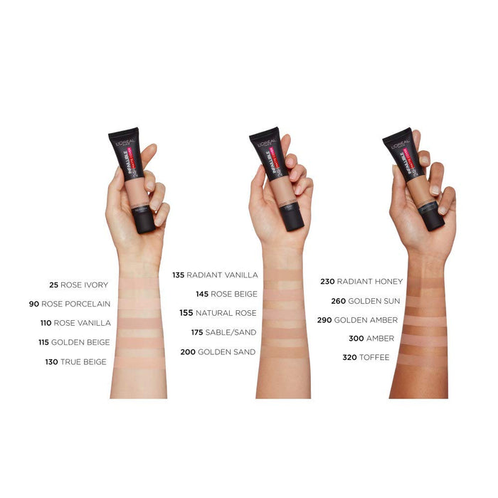 L'Oréal Paris Infaillible 24H Matte Cover 145 beżowy różowy/różowo-beżowy, długotrwały płynny makijaż, wysoka siła krycia, odporny na działanie wody i ścierania