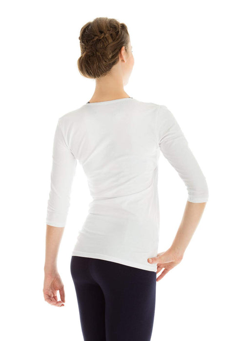 Winshape Damska koszulka z rękawami 3/4 o wyglądzie owijanym fitness joga pilates czas wolny WS3-WEISS-S