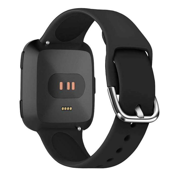 Seltureone 2 sztuki silikonowych pasków zastępczych kompatybilny z Fitbit Versa 2 / Versa Lite/Versa, uniseks, kolor pełny, szary, granatowy, czerwone wino, piaskowo-różowy