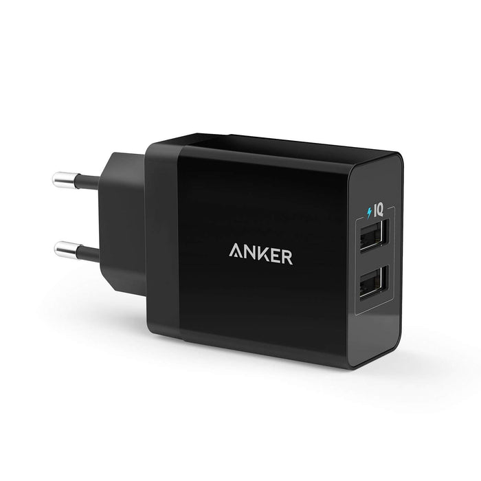 Anker 24W 2-Port USB Ladegerät mit PowerIQ Technologie für iPhone, iPad, Samsung Galaxy, Nexus, HTC, Motorola, LG und viele mehr (Schwarz)