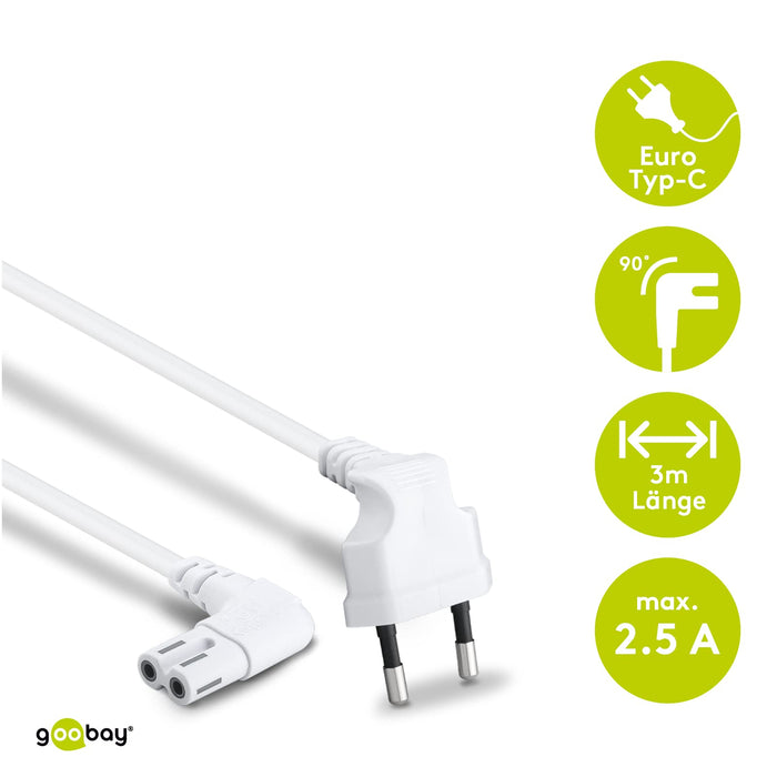 Goobay 97356 Kabel Euro, Biały, 3 m