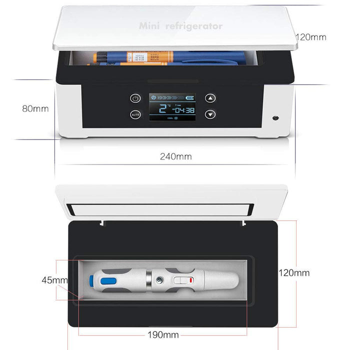 WHR-HARP Przenośna chłodziarka do insuliny, lodówka samochodowa, wyświetlacz LED, lodówka medyczna, lodówka na leki 2-8°C, do samochodu, leczniczego, lodówki, 8 godzin pracy