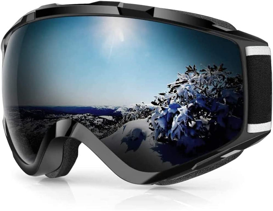findway Gogle narciarskie, snowboardowe, dla osób noszących okulary, dla mężczyzn i kobiet, dla dorosłych, młodzieży, ochrona przed promieniowaniem UV, kompatybilne z kaskiem, sferyczne, lustrzane