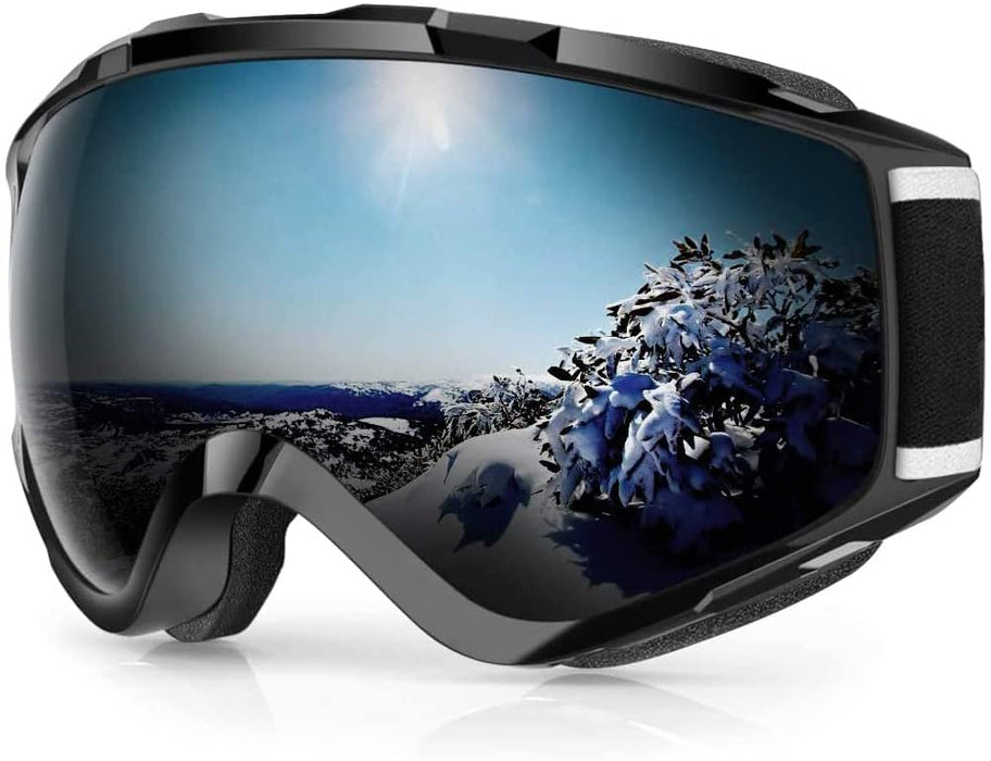 findway Gogle narciarskie, snowboardowe, dla osób noszących okulary, dla mężczyzn i kobiet, dla dorosłych, młodzieży, ochrona przed promieniowaniem UV, kompatybilne z kaskiem, sferyczne, lustrzane