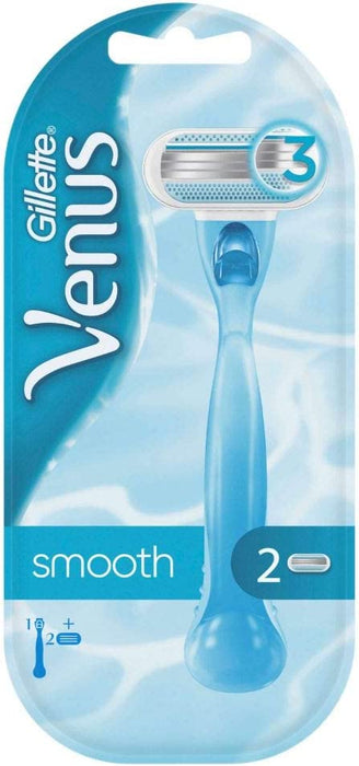 Gillette Venus Smooth damska golarka z paskami nawilżającymi i aloesem dla ochrony skóry, golarka damska + 2 ostrza do golenia
