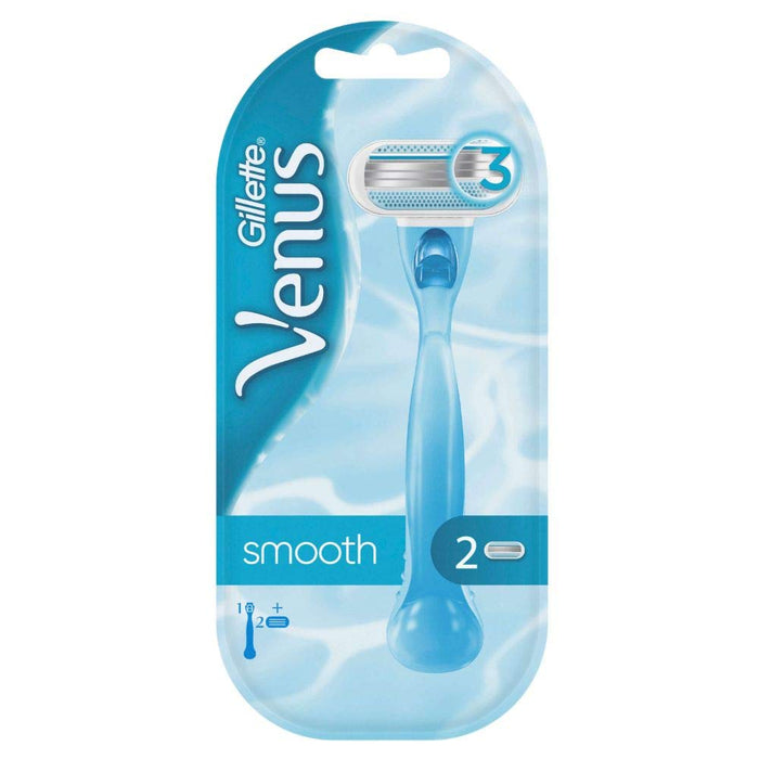 Gillette Venus Smooth damska golarka z paskami nawilżającymi i aloesem dla ochrony skóry, golarka damska + 2 ostrza do golenia