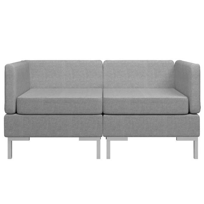 Irfora Modular sofa narożna modułowa sofa środkowa, rattan, sofa narożna, meble ogrodowe, kanapa narożna, 2 sztuki, z nakładkami, materiał jasnoszary