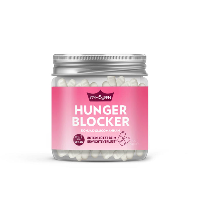 GymQueen Hunger Blocker 120 kapsułek, z glukomanananem przeciwko uczuciu głodu, wspomagają utratę wagi, wegański, bez substancji słodzących