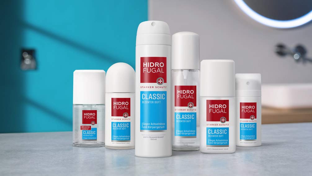 Hidrofugal Klasyczny spray (150 ml), silna ochrona antyperspirant o subtelnym zapachu, dezodorant w sprayu zapewnia niezawodną ochronę bez alkoholu etylowego
