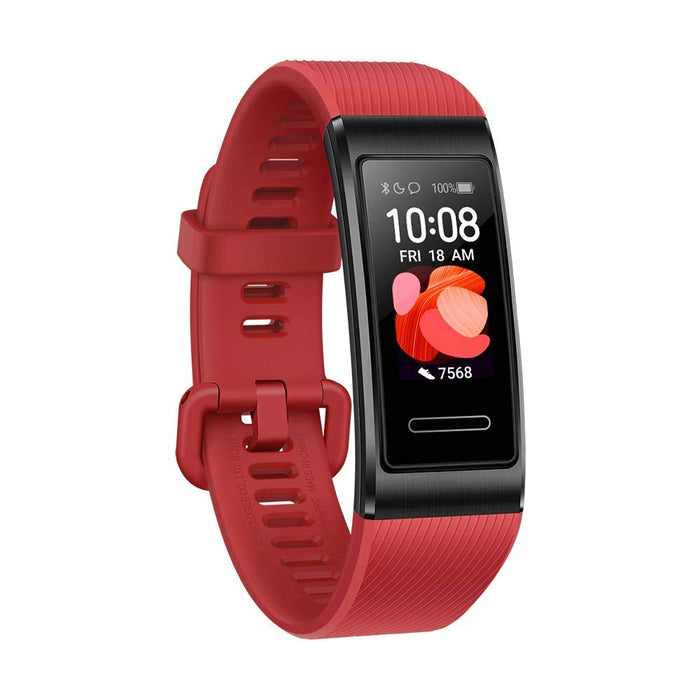 Huawei Band 4 Pro Fitness monitor aktywności (All-in-One Smart, monitorowanie tętna i snu, wbudowany GPS, kolorowy wyświetlacz dotykowy, wodoszczelność do 5 ATM), kolor czarny z czerwoną bransoletką