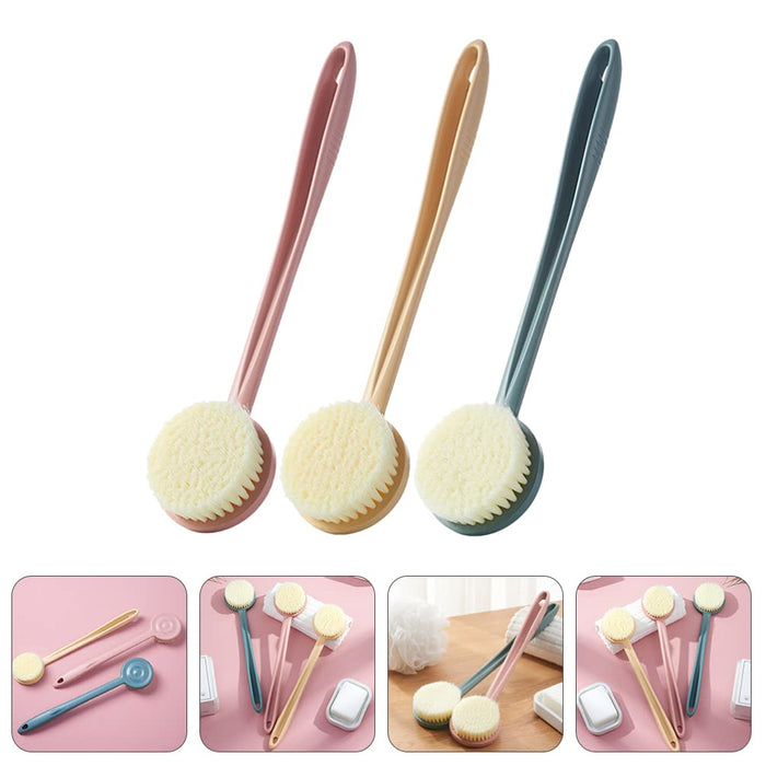 HEALLILY 3 Sztuk Prysznic Szczotka Do Ciała Scrubber Złuszczający Szczotka Długi Uchwyt Z Powrotem Do Szorowania Ciała Exfoliator Do Kąpieli Do Mycia Prysznicem Szczotkowanie