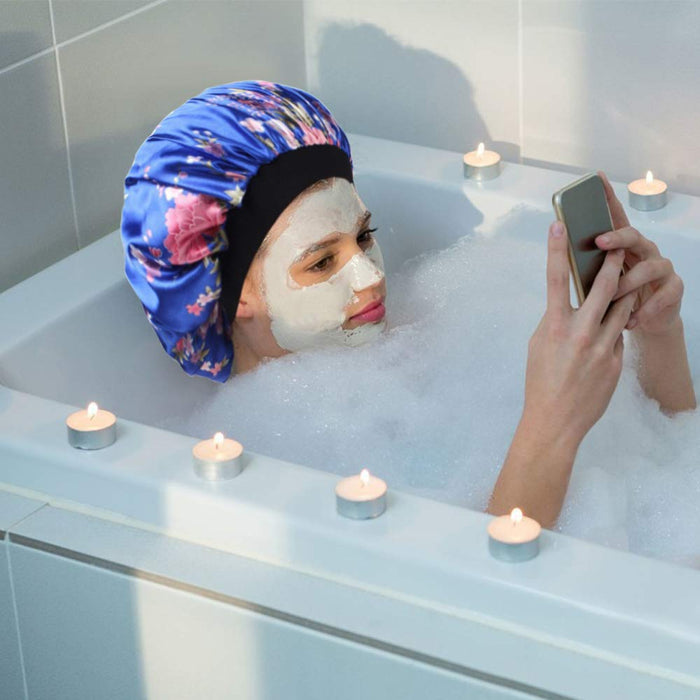 4-pakowa miękka satynowa czapka do spania Wide Band Salon Bonnet Silk Nocny kapelusz wypadanie włosów dla kobiet, 4 rodzaje