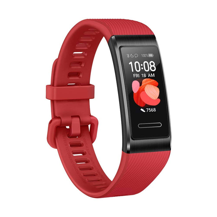 Huawei Band 4 Pro Fitness monitor aktywności (All-in-One Smart, monitorowanie tętna i snu, wbudowany GPS, kolorowy wyświetlacz dotykowy, wodoszczelność do 5 ATM), kolor czarny z czerwoną bransoletką