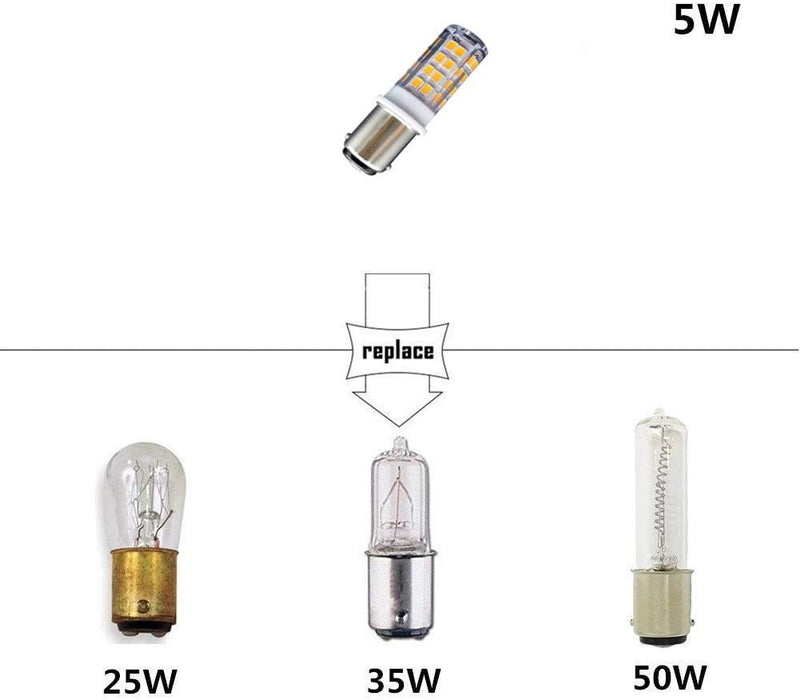 Ba15d żarówka LED do maszyny do szycia żarówka bagnetowa, AC220-240 V, ciepła biel, 3000 K, zamiennik halogenu 35 W, do maszyny do szycia (2 sztuki)