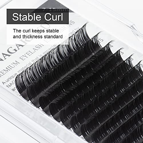 NAGARAKU RZĘSY Volume przedłużanie rzęs 0,07 mm D skręt 7-15 mm Mix Matte Black PROFESJONALNE 1 na 1 Klastry Miękkie Naturalne 16 pasków