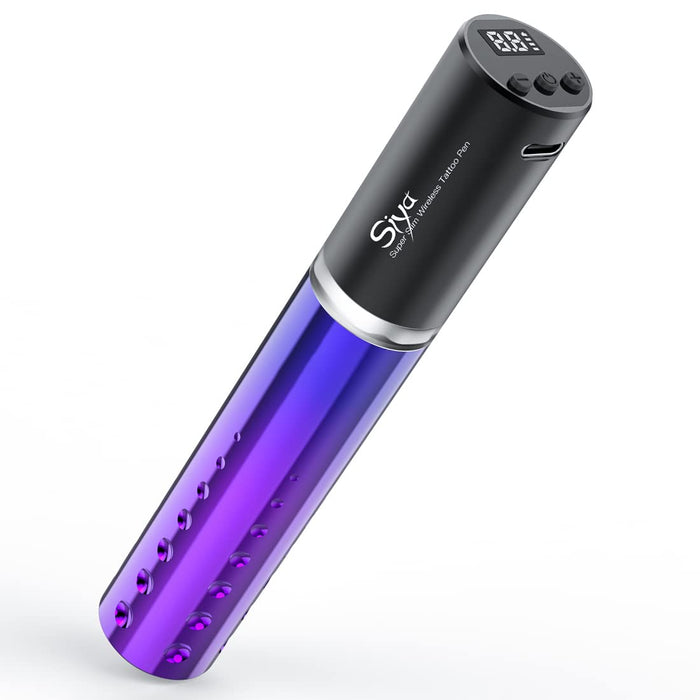 Mast Obrotowy Długopis do Tatuażu Wyświetlacz LED Bezprzewodowa Bateria do Tatuażu Maszyna do Makijażu Permanentnego dla Artysty Tatuażu,Purple