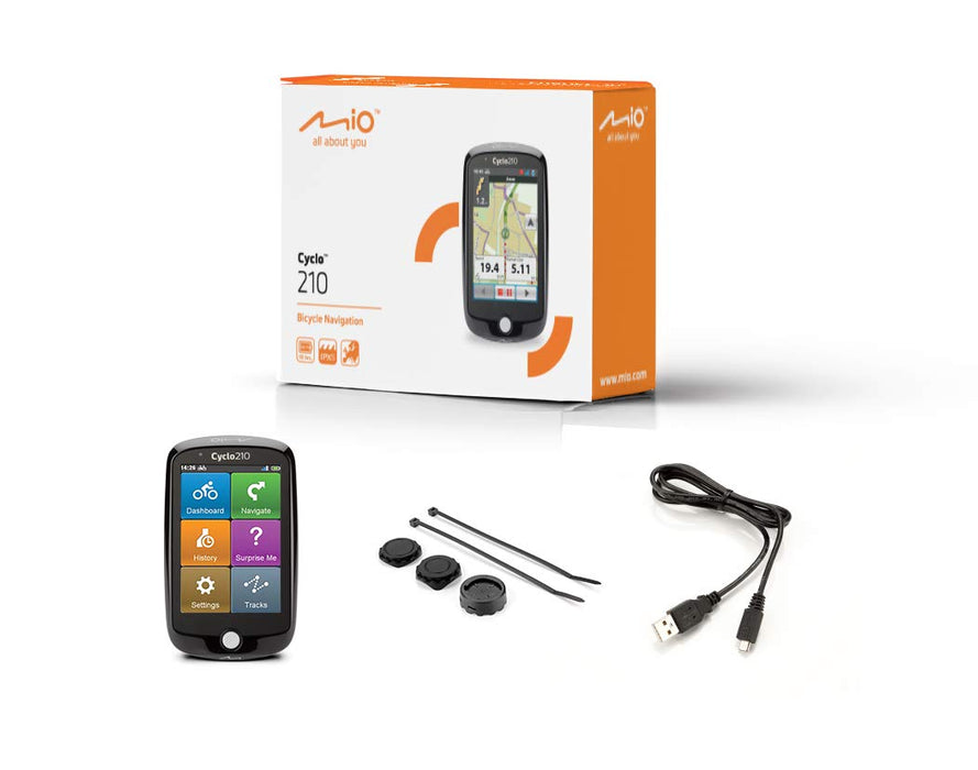 Mio Technology Cyclo 210, 442N50600005 Komputer Rowerowy GPS z Ekranem Dotykowym, 3,5", Czarny