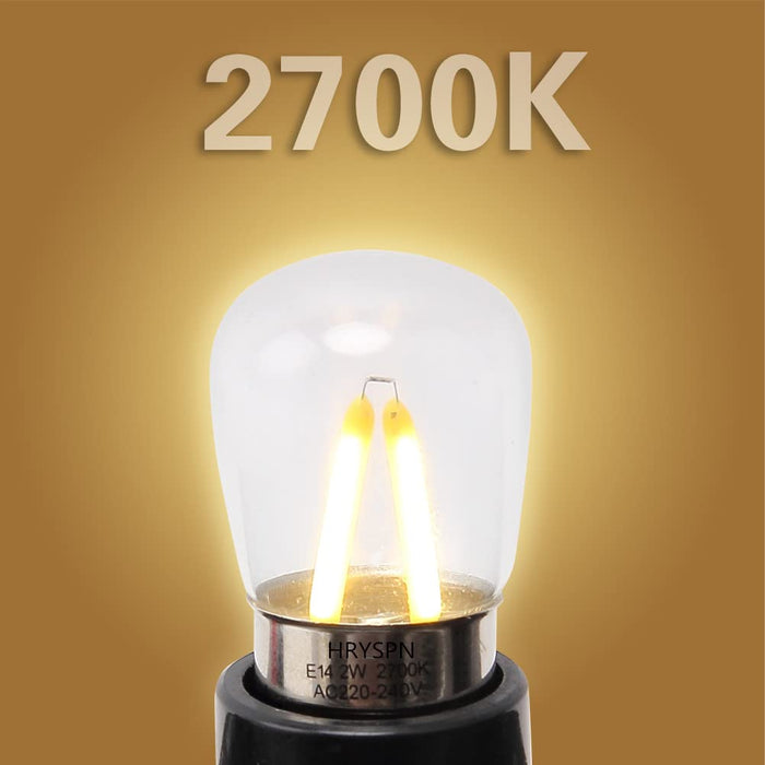 Żarówka do lodówki E14 LED, AC 220-240 V (2 W zamiennik dla lamp halogenowych 25 W), ciepła biel 2700 K (2 sztuki)