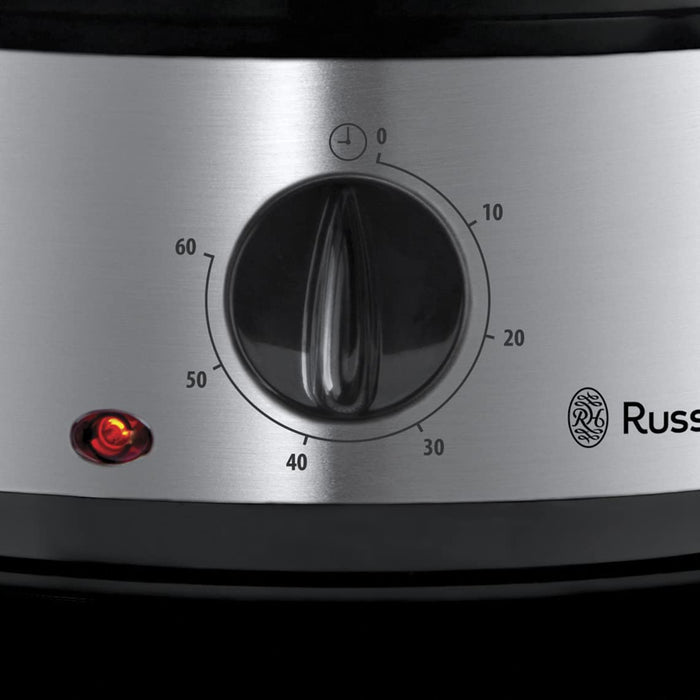 Russell Hobbs parowar, pojemność 9l, timer 0-60 min, 3 pojemniki do gotowania na parze, dzwonek informujący o zakończeniu, stal nierdzewna, moc 800W, srebrny, Cook@Home 19270-56