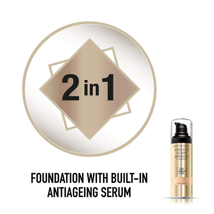 Max Factor Ageless Elixir 2 in 1 Foundation & Serum 30ml Sealed - 30 Porcelain