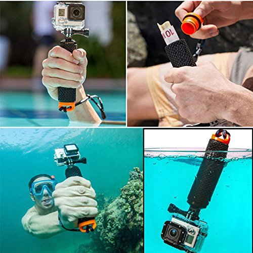 Welltop Wodoodporny GoPro pływający uchwyt statywu i pływający uchwyt do GoPro Hero 2/3/3+/4 (pomarańczowy)